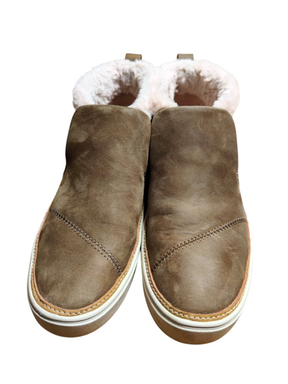 Toms Women's Paxton Leather Faux Fur Slip-On Comfort Booties Size 7 Brown